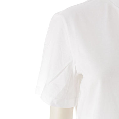 Prada 23 Cotton Triangle Logo Rhinestone Short Sleeve T-shirt Top 35838r White