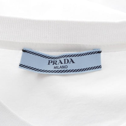 Prada 23 Cotton Triangle Logo Rhinestone Short Sleeve T-shirt Top 35838r White