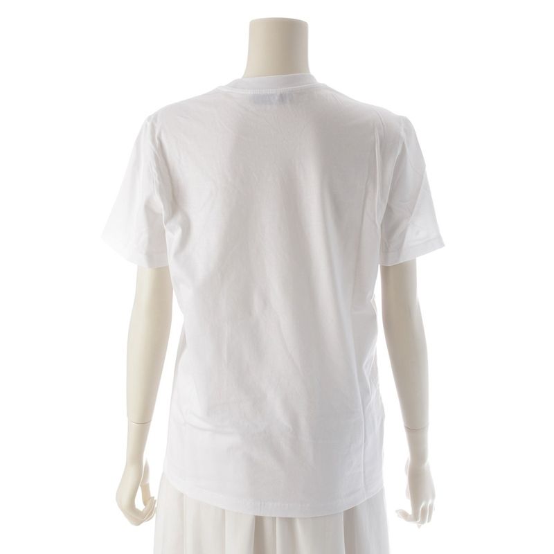 Prada 23 Cotton Triangle Logo Rhinestone Short Sleeve T-shirt Top 35838r White