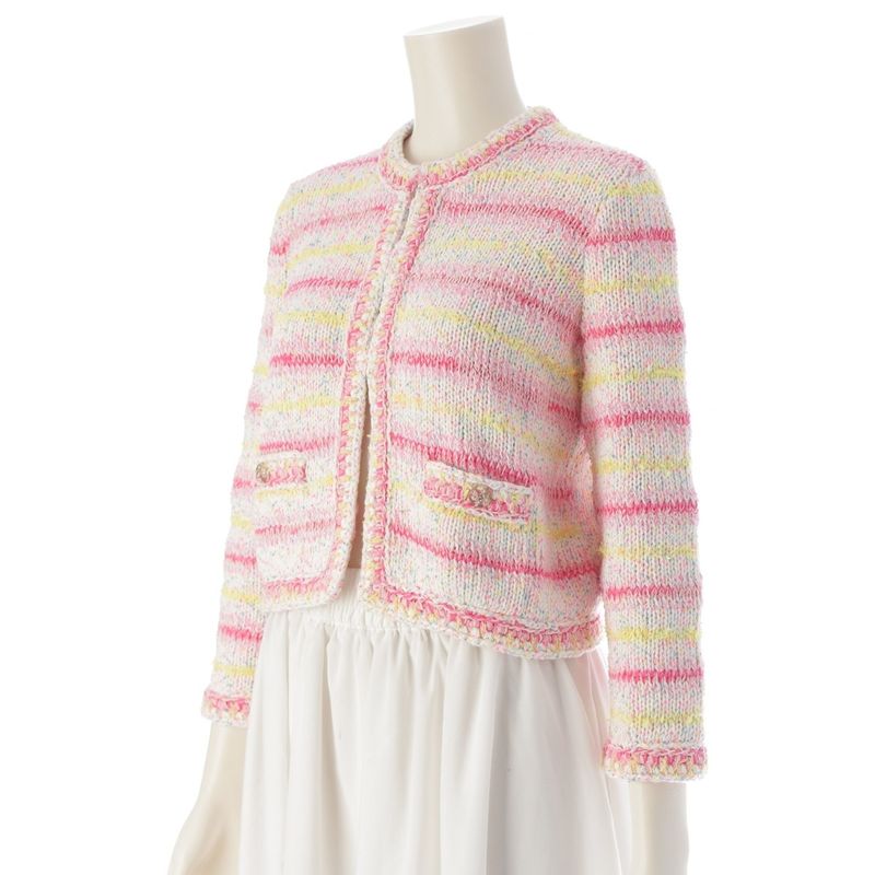 Chanel 24C Knit Cotton COCO Heart Coco Mark Heart Cardigan Top Jacket P76603
