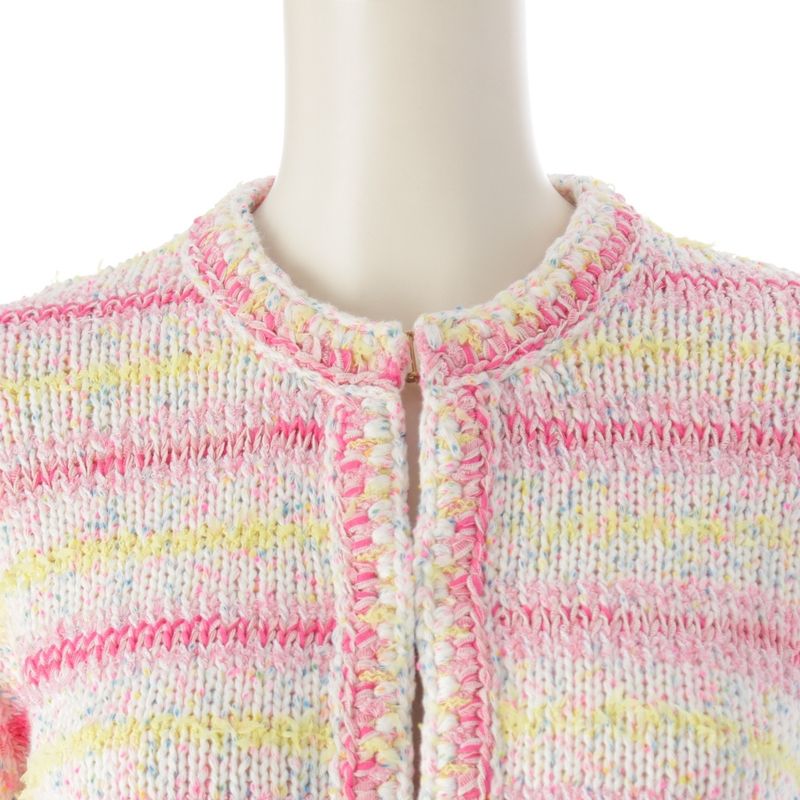 Chanel 24C Knit Cotton COCO Heart Coco Mark Heart Cardigan Top Jacket P76603