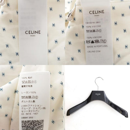 Celine 25 Rayon Viscose Triomphe Loose Blouse Shirt Top C813314v Vanille Navy