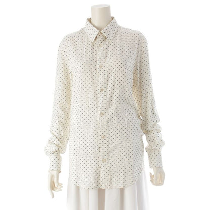 Celine 25 Rayon Viscose Triomphe Loose Blouse Shirt Top C813314v Vanille Navy