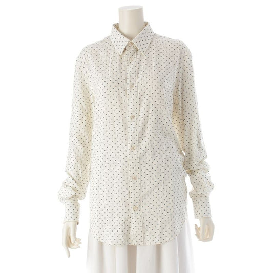 Celine 25 Rayon Viscose Triomphe Loose Blouse Shirt Top C813314v Vanille Navy