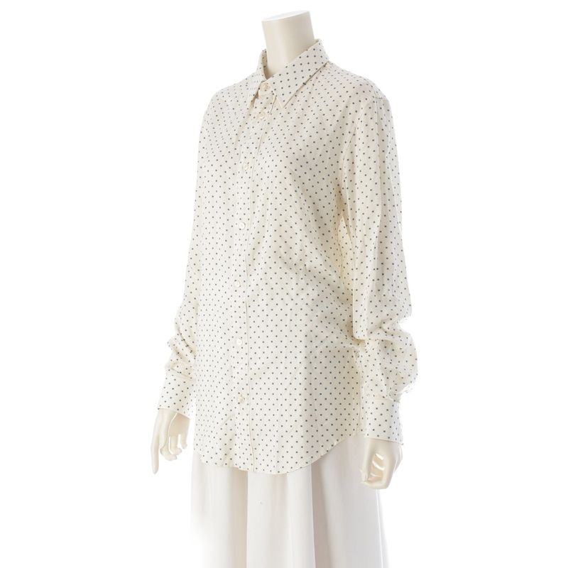 Celine 25 Rayon Viscose Triomphe Loose Blouse Shirt Top C813314v Vanille Navy