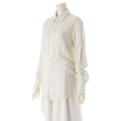 Celine 25 Rayon Viscose Triomphe Loose Blouse Shirt Top C813314v Vanille Navy