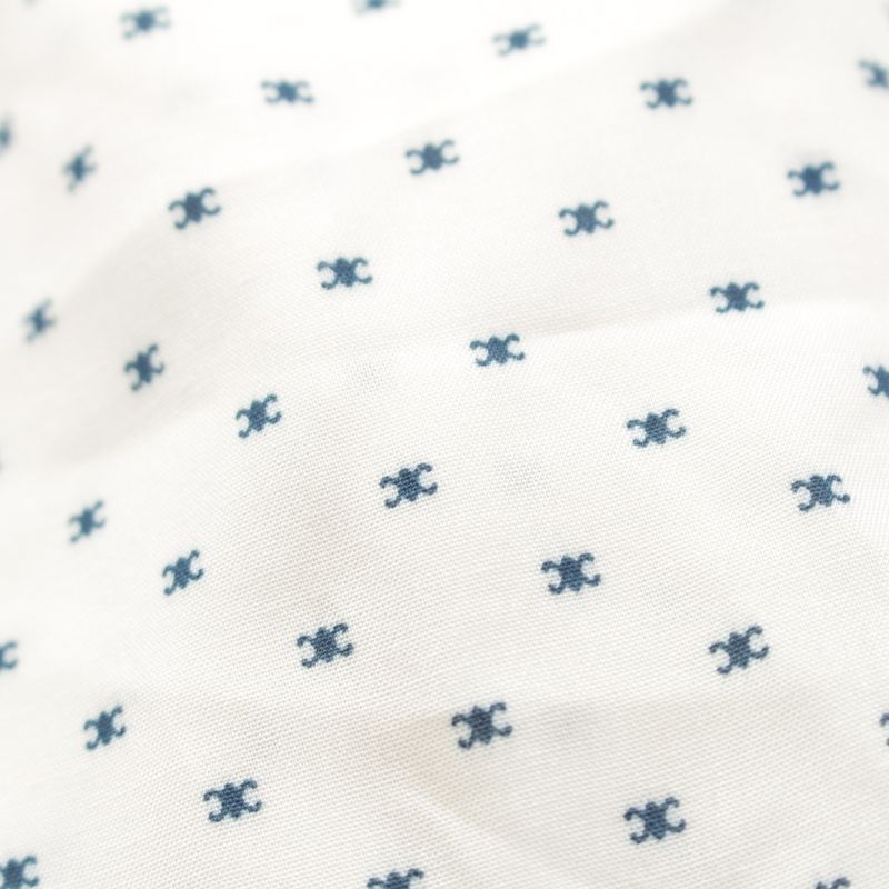 Celine 25 Rayon Viscose Triomphe Loose Blouse Shirt Top C813314v Vanille Navy