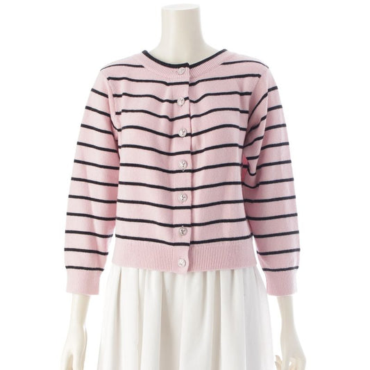 Chanel 2025 Coco Mark Striped Double Face Cardigan Top P79517 Pink 38