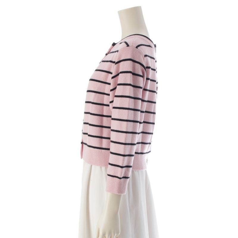 Chanel 2025 Coco Mark Striped Double Face Cardigan Top P79517 Pink 38