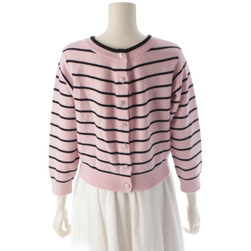 Chanel 2025 Coco Mark Striped Double Face Cardigan Top P79517 Pink 38