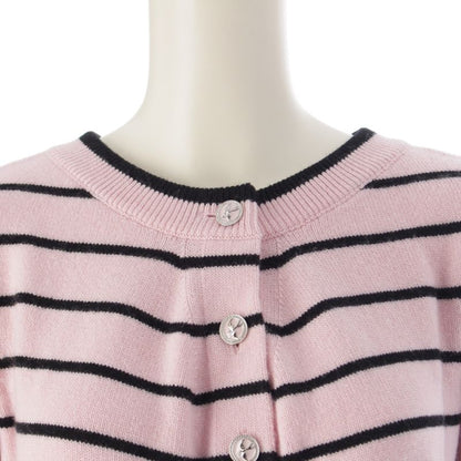 Chanel 2025 Coco Mark Striped Double Face Cardigan Top P79517 Pink 38