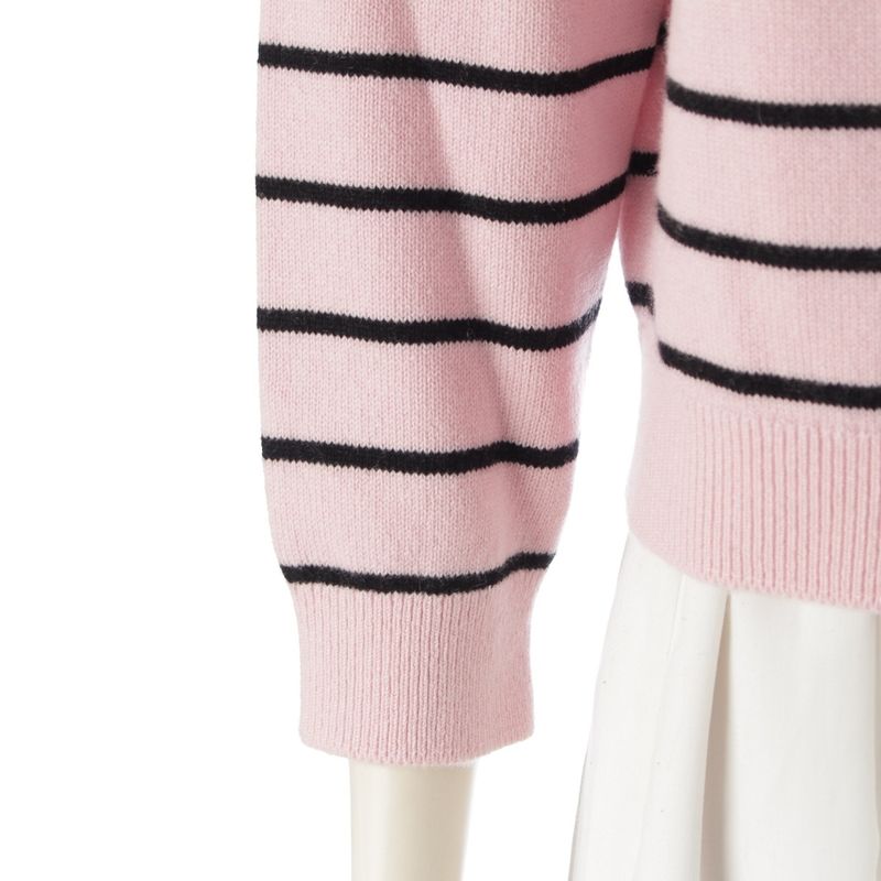 Chanel 2025 Coco Mark Striped Double Face Cardigan Top P79517 Pink 38