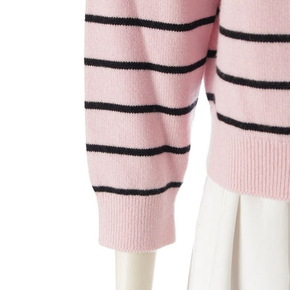 Chanel 2025 Coco Mark Striped Double Face Cardigan Top P79517 Pink 38
