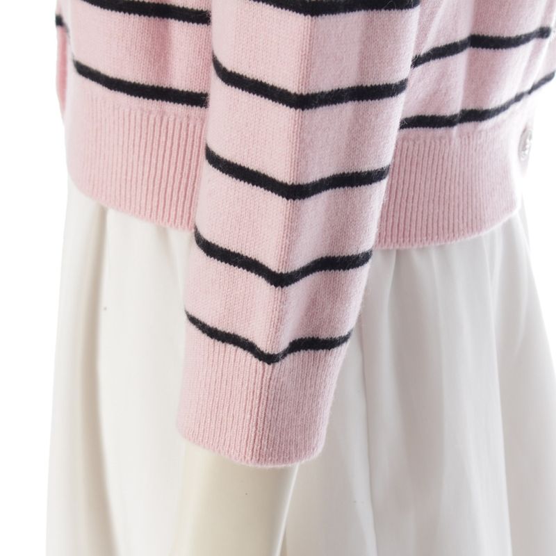 Chanel 2025 Coco Mark Striped Double Face Cardigan Top P79517 Pink 38