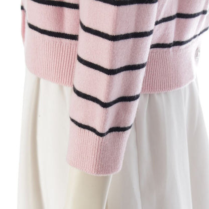 Chanel 2025 Coco Mark Striped Double Face Cardigan Top P79517 Pink 38
