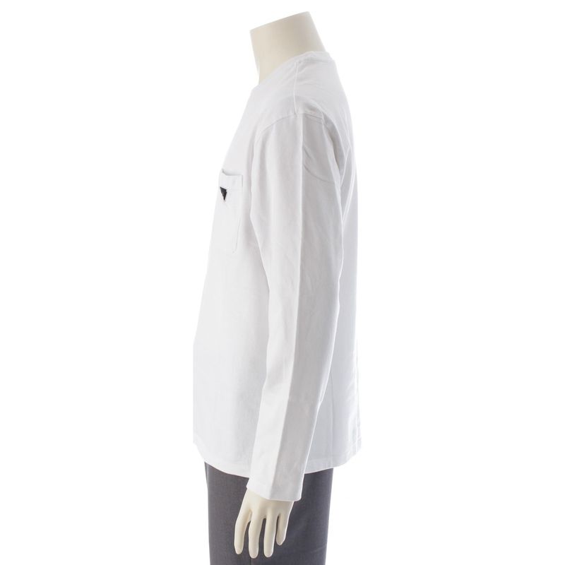 Prada 23 Cotton Triangle Logo Long T Long Sleeve Shirt Top 34642 White S