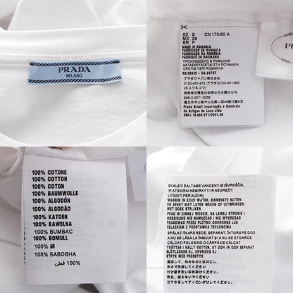 Prada 23 Cotton Triangle Logo Long T Long Sleeve Shirt Top 34642 White S