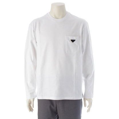 Prada 23 Cotton Triangle Logo Long T Long Sleeve Shirt Top 34642 White S