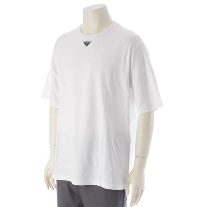 Prada Cotton Triangle Logo Cotton Cool Neck Short Sleeve Tee Ujn861 White M