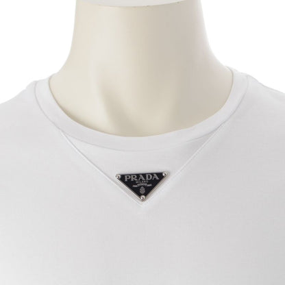 Prada Cotton Triangle Logo Cotton Cool Neck Short Sleeve Tee Ujn861 White M