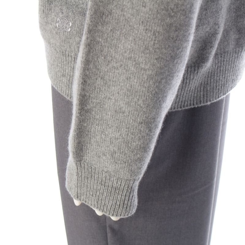 Celine Triomphe Cashmere Cool Neck Knit Sweater 2ad3x384d Grey XXL