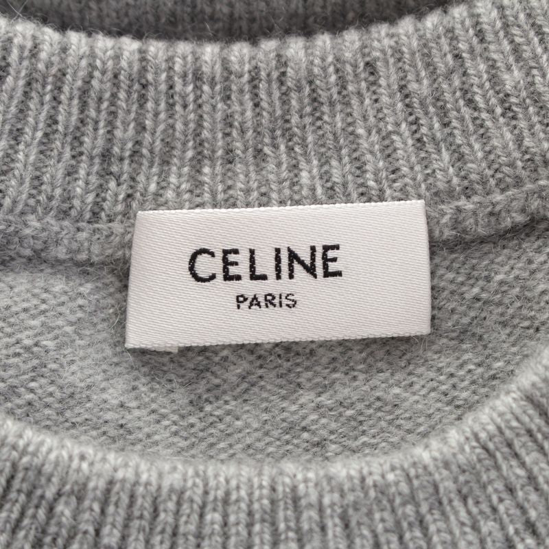 Celine Triomphe Cashmere Cool Neck Knit Sweater 2ad3x384d Grey XXL
