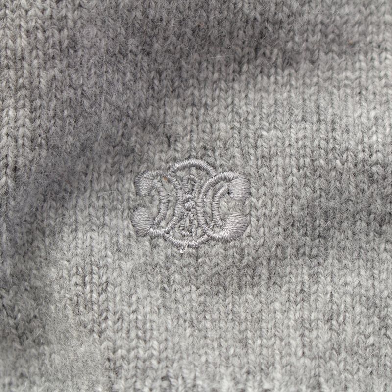 Celine Triomphe Cashmere Cool Neck Knit Sweater 2ad3x384d Grey XXL