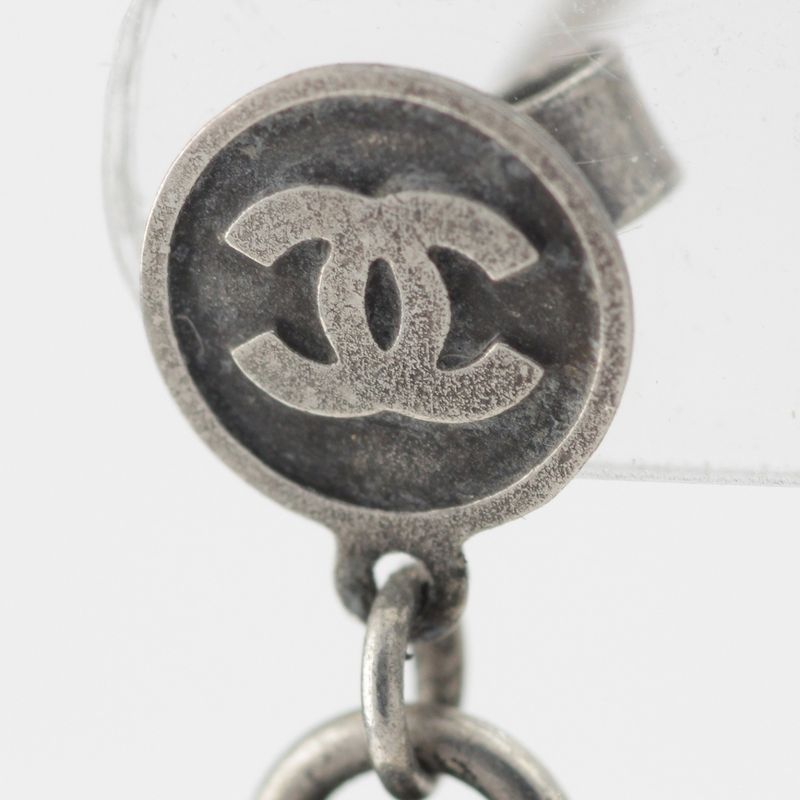 Chanel Sv925 Coco Mark Logo Earrings Silver