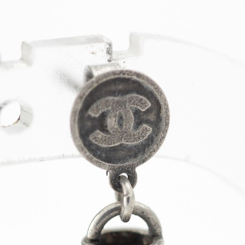 Chanel Sv925 Coco Mark Logo Earrings Silver