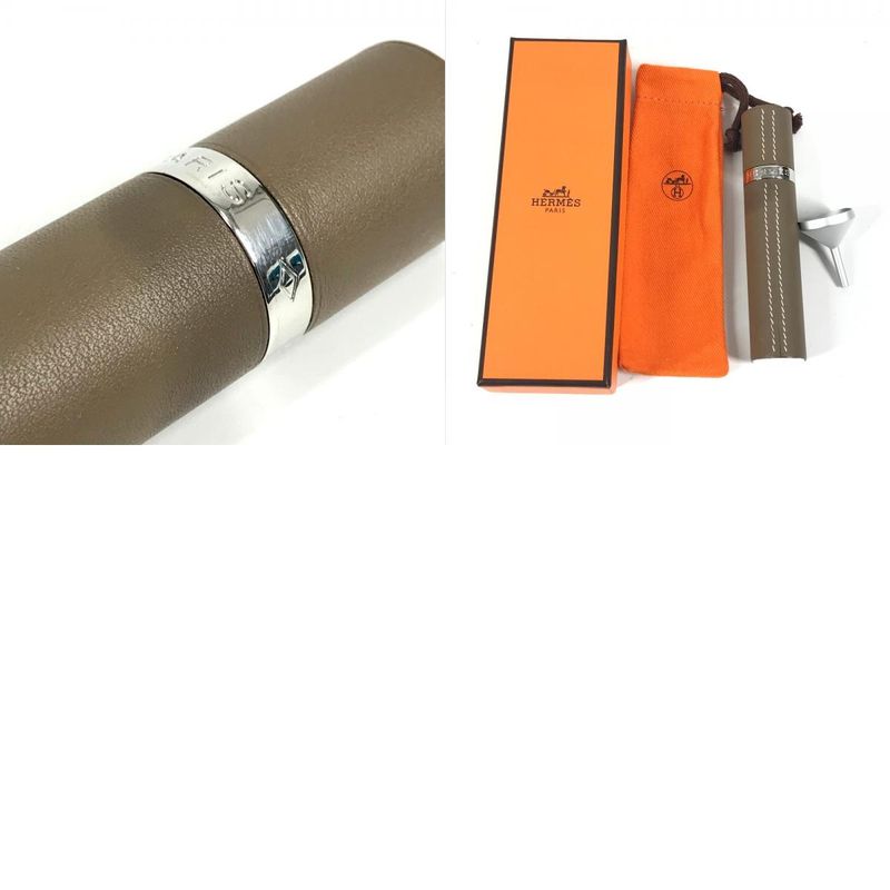 Hermes Accessory Case Atomizer Leather Etoupe Gray