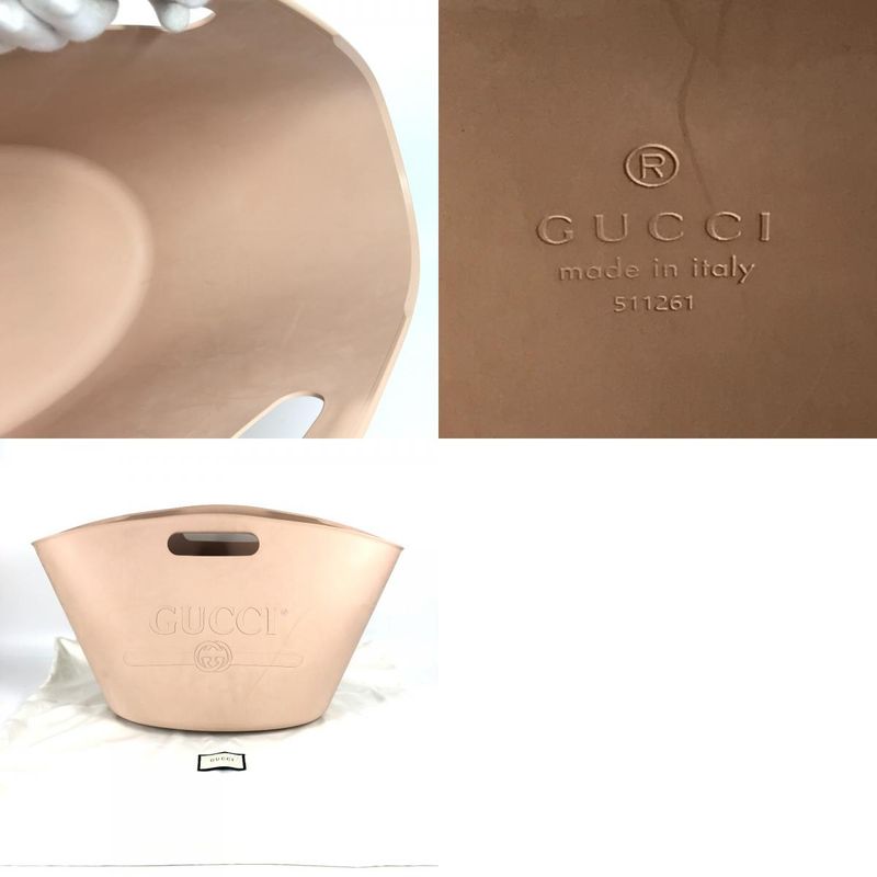 Gucci Handbag Bucket Bag Logo Laundry Bag 511261 Rubber Beige