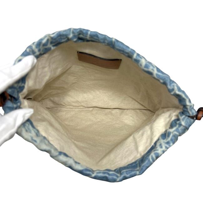 Loewe Drawstring Pouch Light Blue Paurazibiza Clutch Bag Denim
