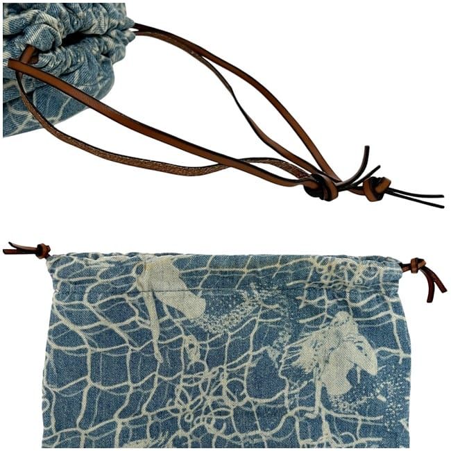Loewe Drawstring Pouch Light Blue Paurazibiza Clutch Bag Denim