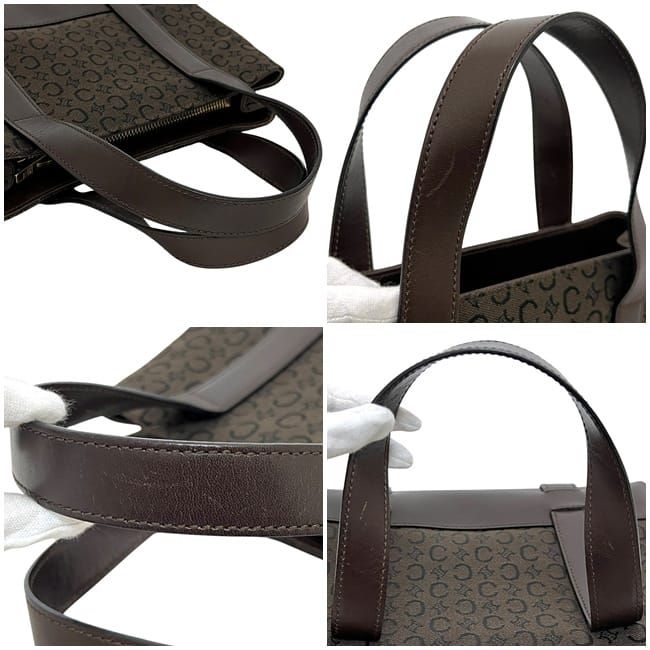 Celine Handbag Brown C Macadam Excellent Condition Canvas Leather Preowned