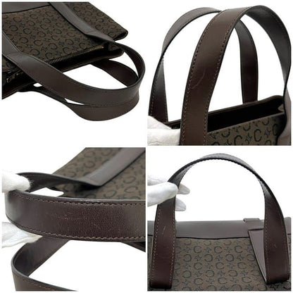 Celine Handbag Brown C Macadam Excellent Condition Canvas Leather Preowned