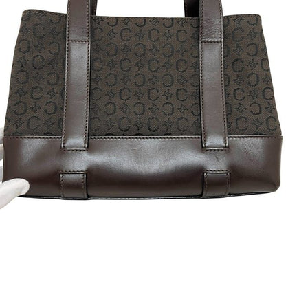 Celine Handbag Brown C Macadam Excellent Condition Canvas Leather Preowned