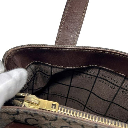 Celine Handbag Brown C Macadam Excellent Condition Canvas Leather Preowned