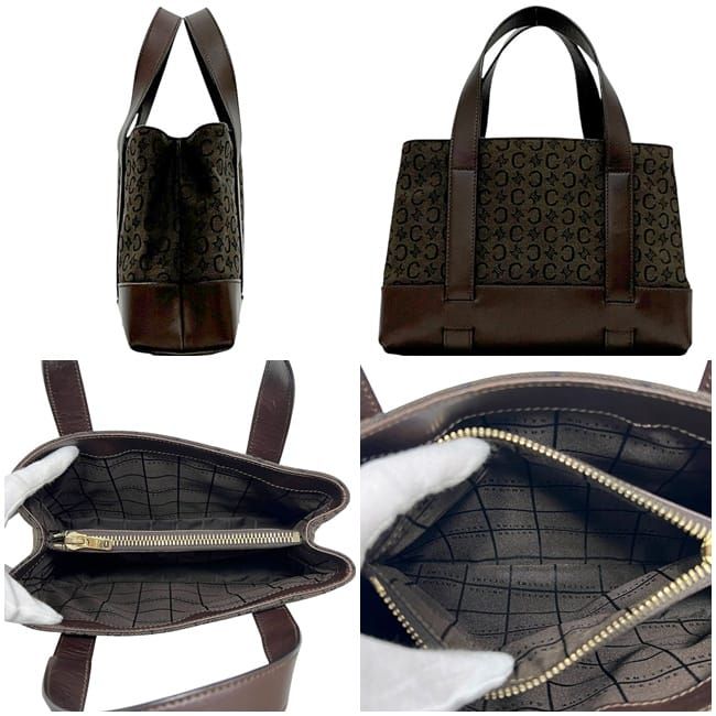 Celine Handbag Brown C Macadam Excellent Condition Canvas Leather Preowned