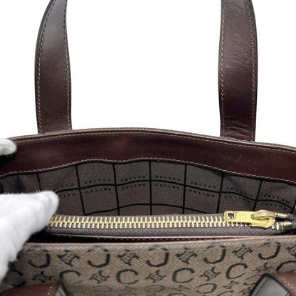 Celine Handbag Brown C Macadam Excellent Condition Canvas Leather Preowned