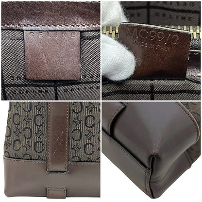 Celine Handbag Brown C Macadam Excellent Condition Canvas Leather Preowned