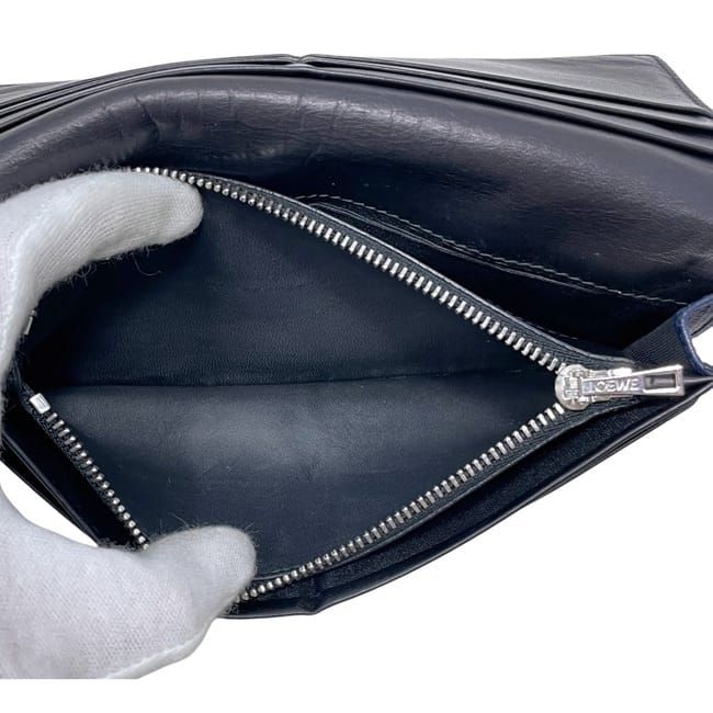 Loewe Bifold Long Wallet In Navy Linen Anagram 101.88.978