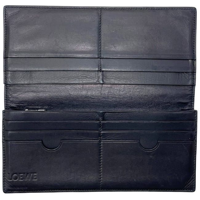 Loewe Bifold Long Wallet In Navy Linen Anagram 101.88.978