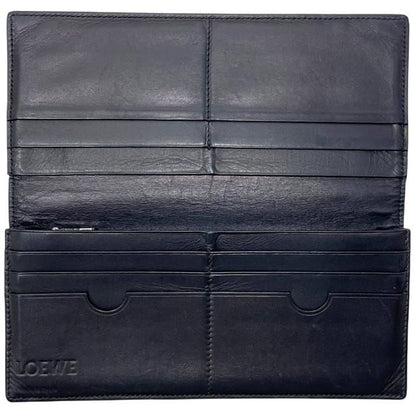 Loewe Bifold Long Wallet In Navy Linen Anagram 101.88.978