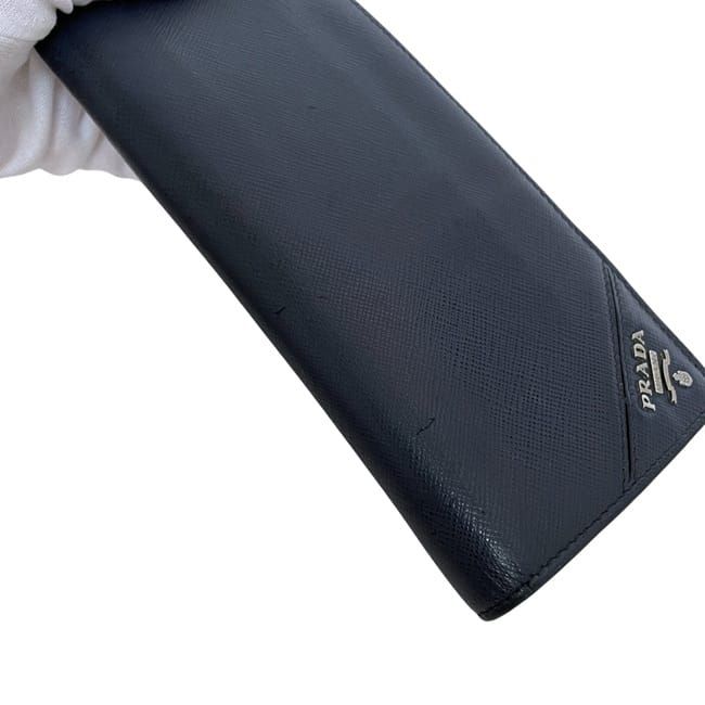 Prada Bifold Long Wallet Navy 2mv836 Excellent Condition Wallet Saffiano