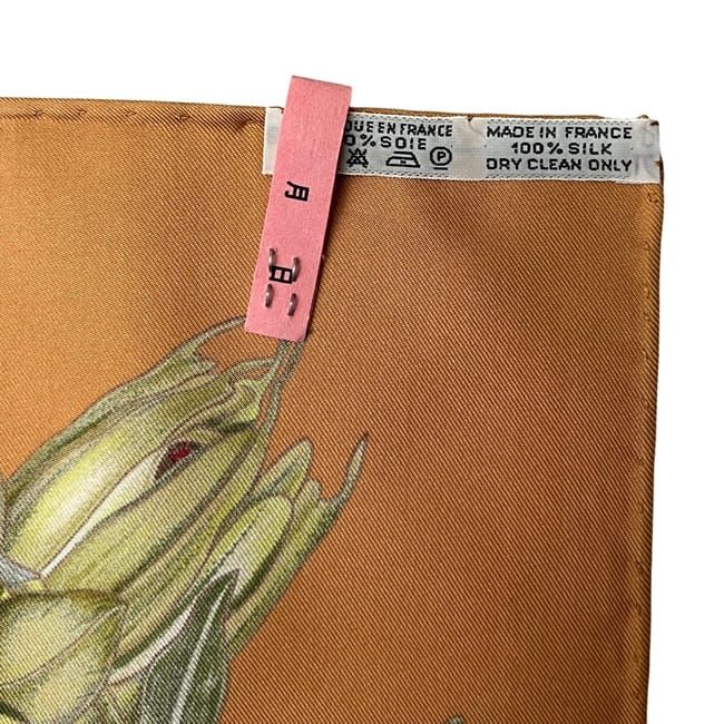 Hermes Scarf Carré 90 Orange Beige Passiflores