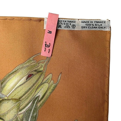 Hermes Scarf Carré 90 Orange Beige Passiflores