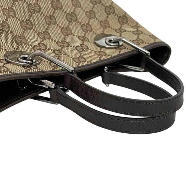 Gucci Mini Handbag Beige Brown 120844 Excellent Condition Canvas