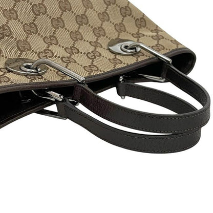 Gucci Mini Handbag Beige Brown 120844 Excellent Condition Canvas