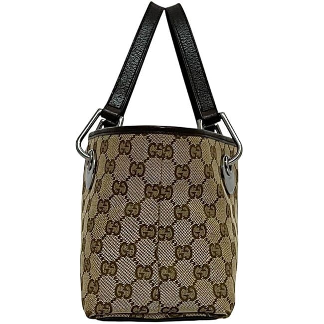 Gucci Mini Handbag Beige Brown 120844 Excellent Condition Canvas