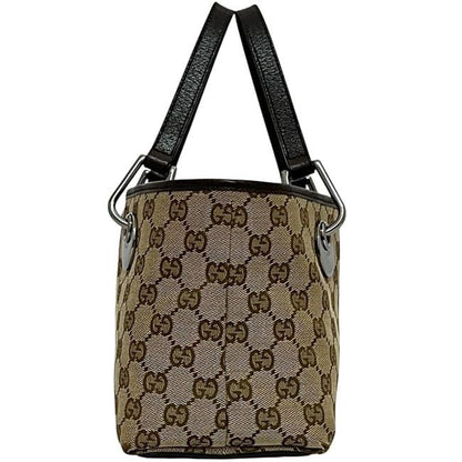Gucci Mini Handbag Beige Brown 120844 Excellent Condition Canvas